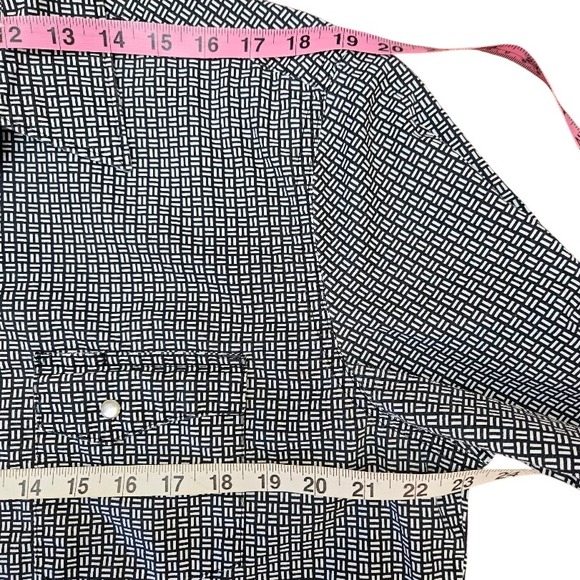 Wrangler Wrancher Mens Large Black White Geometric Pearl Snap Western Shirt L - Picture 2 of 6